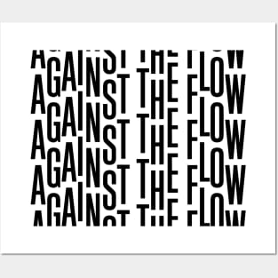 Against the Flow - black Posters and Art